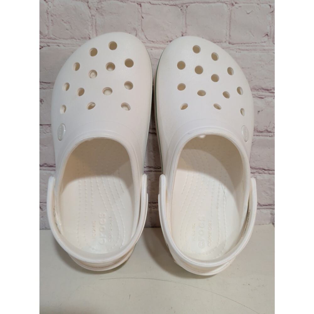 Crocs Crocband Platform Clogs White Teal Stripe Women's Size 6 / Junior 4 - Picture 2 of 10